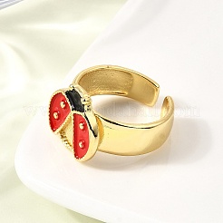 Латунные эмалевые регулируемые открытые манжеты для женщин&nbsp;RJEW-I111-01G-03