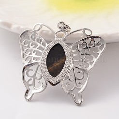 Бабочка платиновый оттенок латуни натуральный тигровый глаз подвески&nbsp;G-M288-04