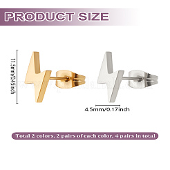 4 пара сережек-гвоздиков из нержавеющей стали 304 двух цветов для женщин&nbsp;EJEW-LP0001-43