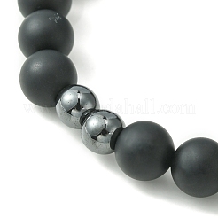 Braccialetti elasticizzati con perline di roccia lavica naturale&nbsp;BJEW-JB09441