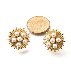 304 Edelstahl Perle unregelmäßige Linie Blume Ohrstecker&nbsp;EJEW-R012-05G