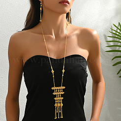 Элегантные многослойные геометрические колье и серьги из латуни для женщин ID8941