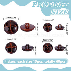 60 шт. 4-х видов пластиковых пуговиц на ножке BUTT-HY0001-19B