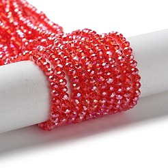電気メッキガラスビーズセット  ABカラーメッキ  ファセットロンデル  レッド  3x2mm  穴：0.5mm  約135~140個/連  32~34cm&nbsp;X-EGLA-R048-2mm-03