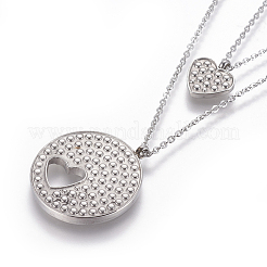 Многоярусные ожерелья из нержавеющей стали 304 NJEW-E141-22