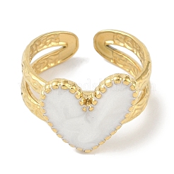 Ионное покрытие (ip) 304 нержавеющая сталь эмаль сердце манжеты кольца для пальцев&nbsp;RJEW-L107-088G-01