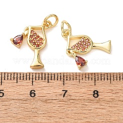 Ciondoli in ottone con micro pavé di zirconi rossi&nbsp;CU-E003-02G