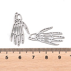 ハロウィン 201 ステンレス ペンダント  骸骨の手のチャーム  ステンレス鋼色  28x15x1mm  穴：1.4mm&nbsp;STAS-B135-15P