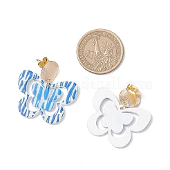 Серьги-гвоздики с подвесками из акрила и бабочки с латунным принтом&nbsp;EJEW-JE06431-03