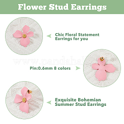 8 пара двухцветных стальных серег-гвоздиков в форме цветка с литой булавкой для женщин&nbsp;EJEW-FI0001-58