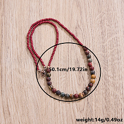 Круглые синтетические бирюзовые и стеклянные бусины ожерелья для мужчин FS-WGBCB06-01