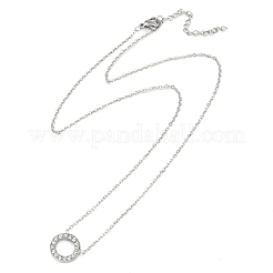 Кольцо из нержавеющей стали 304 с подвеской из кристаллов и страз&nbsp;SJEW-C004-09P-01