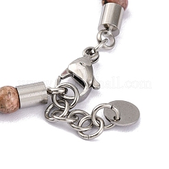 Bracciale con perline di ancoraggio in rodocrosite naturale ed ematite magnetica sintetica&nbsp;BJEW-P339-01P-03