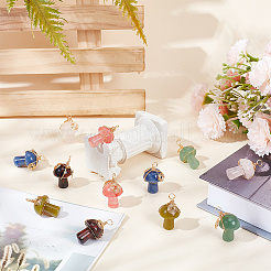 12 шт. 6 стиля подвески из натуральных и синтетических смешанных драгоценных камней с медной проволокой PALLOY-AB00182