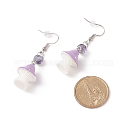 Гриб из смолы со стеклянными серьгами-подвесками EJEW-JE04995