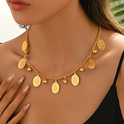 Элегантные латунные геометрические овальные цветочные нагрудные ожерелья для женщин на каждый день BW2179