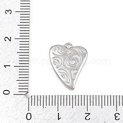 304ステンレスペンダント  渦巻き模様のハートチャーム  ステンレス鋼色  17x13.5x3mm  穴：1.5mm&nbsp;STAS-L313-01B-P