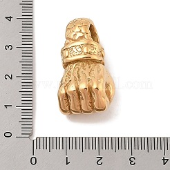 イオンプレーティング（IP）304ステンレスペンダント  拳のチャーム  ゴールドカラー  31x15x15mm  穴：7.5x7mm&nbsp;STAS-G346-05G