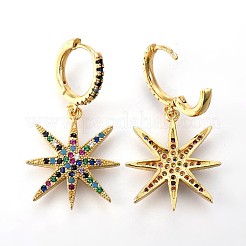 Латунные болтающиеся серьги обруча&nbsp;EJEW-F190-08G