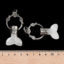 天然水晶ロッククリスタルクジラの尾の大きなペンダント  ラックメッキアンティークシルバーメッキ合金魚リングチャーム  カドミウムフリー＆鉛フリー  56~57x29x12.5~13mm  穴：6.5x6mm&nbsp;G-Q163-03AS-04