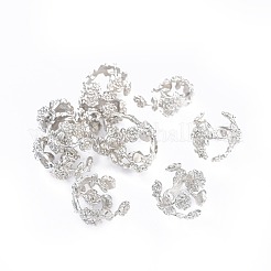 真鍮の派手なビーズキャップ  花  4花びら  プラチナ  14x16x18mm  穴：2.5mm&nbsp;PALLOY-G193-07P
