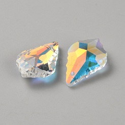 ガラスのペンダント  葉  クリアAB  22x15x7mm  穴：1.4mm&nbsp;FIND-WH0167-10A