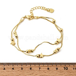 Mehrreihige Armbänder aus Messing mit Kastenkette für Damen&nbsp;BJEW-C140-27G