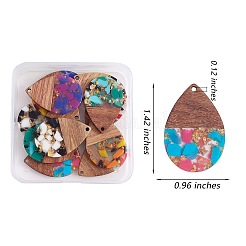 16 pièces 8 styles pendentifs en résine transparente et bois de noyer&nbsp;RESI-SZ0001-78