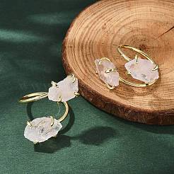 Кольца-манжеты из натурального розового кварца RJEW-B122-02G-04