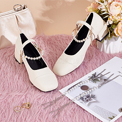 2 Satz 2 Farben runde ABS-Kunststoff-Imitationsperlen Anti-Loose High Heel-Schnürsenkel&nbsp;AJEW-HY0001-95