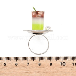 Anillos de dedo ajustables de resina y plástico para té de la tarde para mujer&nbsp;RJEW-K317-01H