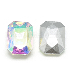 Cabochons en verre avec strass de dos avec point&nbsp;RGLA-T079-6x8mm-05