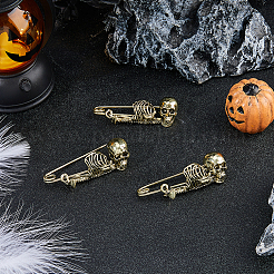 6 шт. брошь из цинкового сплава в виде скелета на Хэллоуин&nbsp;JEWB-FH0002-37AG