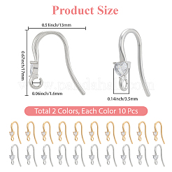 20 шт. 2 стиля крючков для сережек из нержавеющей стали 304 со стразами&nbsp;STAS-BBC0007-16B