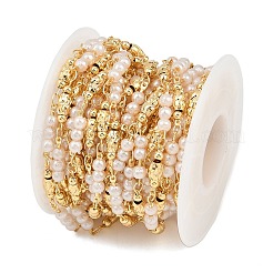 Овальные звенья цепей из латуни с бусинами ручной работы CHC-B025-05G