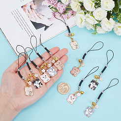 Подвески из эмали из сплава «кошки и цветы» HJEW-AB00717