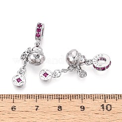Europäische Anhänger aus Messing mit Mikropavé-Fassung und tiefrosa Zirkonia&nbsp;KK-N287-18P