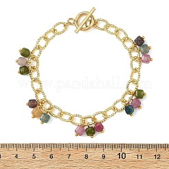 Bracelets pour femmes composés de perles cubiques facettées en pierres précieuses naturelles mélangées&nbsp;BJEW-JB14335