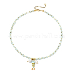 Colliers pour femmes composés d'un pendentif en laiton émaillé en forme de poisson&nbsp;NJEW-JN06357-03