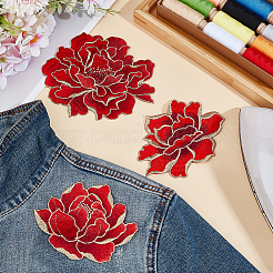 3 pièce 3 styles de tissu de broderie informatisé en polyester à motifs floraux à coudre sur des appliques&nbsp;PATC-BC0001-16