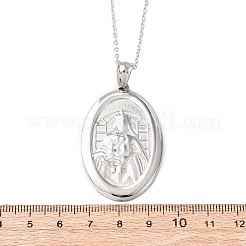 Овальные ожерелья из нержавеющей стали 304 с подвеской в виде Девы Марии для женщин&nbsp;NJEW-B149-01P