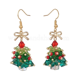 Glas-Weihnachtsbaum mit Bowknot-Ohrringen&nbsp;EJEW-TA00104