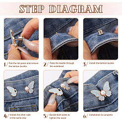 7 пара 7-х цветных эмалевых кнопок для джинсов в форме бабочек из сплава&nbsp;FIND-TA0008-80