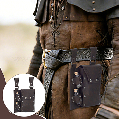 Rechteckige mittelalterliche Gürteltasche aus PU-Leder mit 2 Glastrankflasche&nbsp;AJEW-WH0696-581B