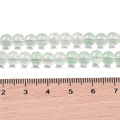 ガラスビーズ連売り  グリッターパウダー付き  ラウンド  アクアマリン  6x5.5mm  穴：1mm  約142個/連  29.92''（76センチメートル）&nbsp;X-GLAA-K068-01A-09