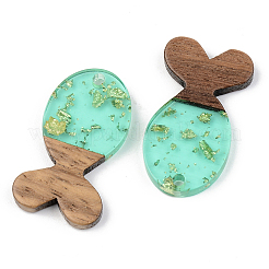 Pendentifs en résine transparente et bois de noyer&nbsp;RESI-S389-053B-B02