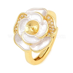 Anello a fascia in ottone con fiori&nbsp;KK-CBAC351-06G-05