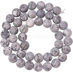 天然ピカソ石/ピカソジャスパービーズ連売り  艶消し  ラウンド  8mm  穴：1mm  約48個/連  15.3インチ  1連 /セット&nbsp;G-PH0028-8mm-08