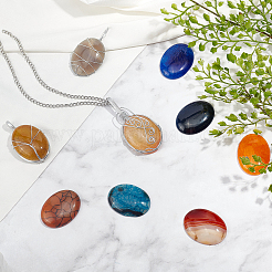 15 cabochon ovale en agate craquelée naturelle teintée de 15 couleurs&nbsp;G-AR0004-16