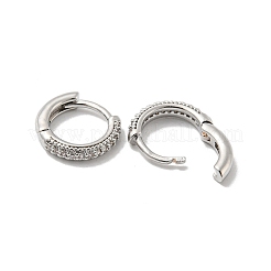 真鍮 マイクロパヴェ クリア キュービックジルコニア フープ ピアス レディース  プラチナ  11x2.5mm&nbsp;EJEW-E295-26P
